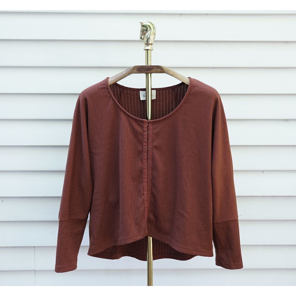 Böhme Boho Burnt Orange Hook and Eye Long Sleeve Blouse